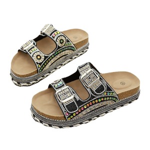 Sandales d'été en cuir à talon compensé et strass, style européen/américain, nouvelle collection 2025, grande taille, pour l'extérieur - Product Image 5