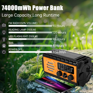 XSY350 Emergency Solar 20000mah Hand Crank Power Radio Full Band SW/<strong>WB</strong>/NOAA/FM/AM Radio with Flashlight for Outdoor Survival Use - Product Image 4