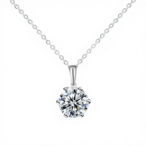 Collar de Plata de Ley con Moissanita y Baño de Oro Rosa, Moderno, para Mujer, Regalo para Boda, Compromiso o Fiesta - Product Image 3