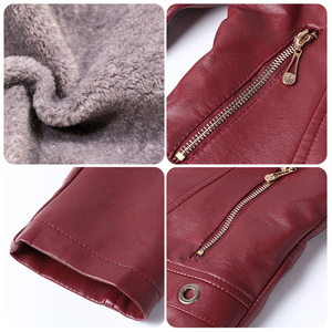 <span class=keywords><strong>PUPi</strong></span> 2025 Nouvelle veste en cuir petite taille, décontractée, grande taille avec velours épais - Product Image 4