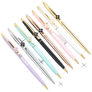 Nuova Penna Gel di Alta Gamma a Quattro Foglie, Regalo Promozionale Creativo Personalizzabile con LOGO, Multicolore, Girevole in Metallo alla Moda - Product Image 1