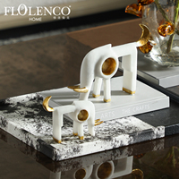 Sculpture d'éléphant géométrique abstraite en résine vintage Flolenco, statue stylisée moderne pour la décoration intérieure de villa, figurines décoratives