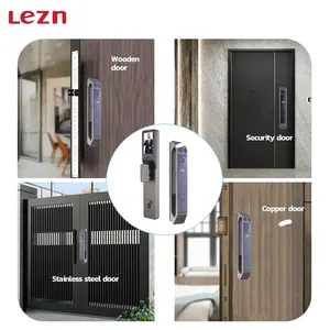 Lezn K20 Meest Populaire Vingerafdruk Intelligente Gezichtsherkenning Slimme Deurslot Met Bewakingscamera Wifi Draad Automatische S