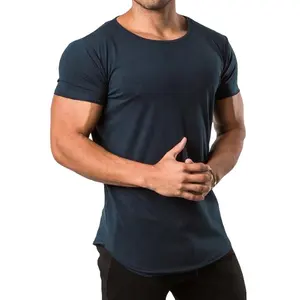 Wholesale Soft 95 % Cotton 5 % Spandex Mens Short Sleeve Gym Fitted T Shirt Custom Print Slim Fit Tee Shirt