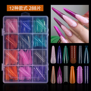 Dual Form <b>Nail</b> Tips 288pcs ABS Silicone Mold Inlay French Colorful Red Pink Press on Manicure Salon Quick Building <b>Extension</b> - Product Image 2