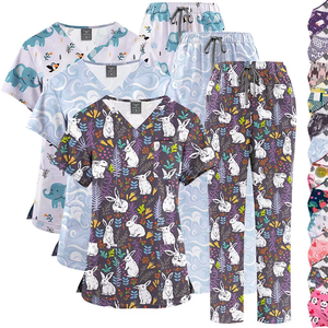 ชุดเครื่องแบบพยาบาลทางการแพทย์สำหรับผู้หญิงชุดเครื่องแบบสครับลายการ์ตูนแฟชั่นโลโก้ตามสั่งสำหรับโรงพยาบาล - Product Image 4