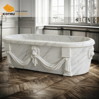 Baignoire en marbre naturel Cotrustone, fabriquée à la main, baignoire luxueuse en pierre naturelle avec sculptures pour la salle de bain à domicile