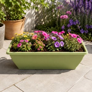 Jardinière rectangulaire en plastique vert avec plateau de drainage, bac à fenêtre pour légumes, fleurs, herbes, balcon, jardin, rebord de fenêtre - Product Image 6