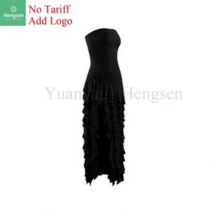 Abito lungo con volant da donna di alta qualità Slim Fit Sexy con spalle fredde - Product Image 5