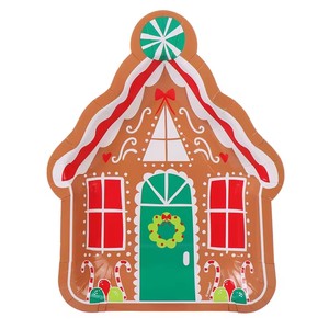 Moderne Weihnachts-Lebkuchenhaus-förmige Einweg-Pappteller Winter-Feiertagsparty-Zubehör Tischdekoration Umweltfreundlich Hochwertig - Product Image 2