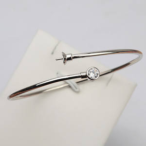 Bracelet élastique en argent S925, bague pour femme, bijoux de mode DIY avec plateau à perles vide, bracelets en cristal semi-finis, joncs - Product Image 2