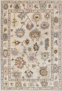 Tapis Oushak noué à la main de qualité supérieure, motif floral vintage, tapis en laine - Product Image 3