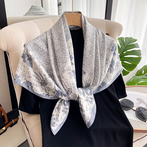 Malaysia Thời Trang Phụ Nữ Lụa Vuông Khăn Quàng Khăn Bandanas Hoa Thanh Lịch Mô Hình 90*90Cm Vuông Khăn Head Kết Thúc Tốt Đẹp Khăn Hồi Giáo Hijabs - Product Image 4