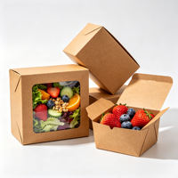 Boîtes bento jetables en papier kraft, écologiques, avec fenêtre, pour la restauration/les fêtes