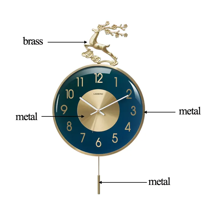 Decorative Clock Wall Metal Decorative Deer Luxury Pendulum Wall Clock Home Decor Wholesaler
