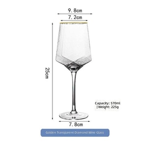 Calici di Champagne a forma di diamante martellato in stile oro argenteo bordati di vino bicchieri - Product Image 2