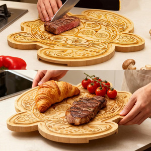 Tagliere in bambù con manico e scanalatura profonda per salse, ideale per grigliare tartarughe in <span class=keywords><strong>cucina</strong></span>, un must per mamme e <span class=keywords><strong>nonne</strong></span> - Product Image 6