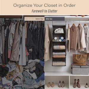 5 Tier Wardrobe Hanging <b>Box</b>, Foldable, with 2 Side Pockets, Portable Clothes <b>Storage</b> <b>for</b> Bedroom, Wardrobe - Product Image 6