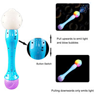 Baguette à bulles lumineuse personnalisable avec logo, 95 ml, 6 LED RGB, 3 fonctions, en blister, pour promotion en gros