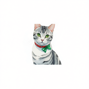 Bannière décorative de Noël pour porche avec motif chat américain à poils courts, impression numérique rectangulaire en polyester pour mur extérieur - Product Image 1