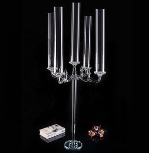 MH-ZT155 Шикарные Длинные стеклянные трубки с украшением в виде кристаллов канделябры свадебный подсвечник - Product Image 2