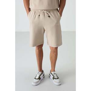 Conjunto de Pantalones Cortos Bermuda para Hombre, Corte Holgado, Algodón Beige, 85250 - Product Image 2