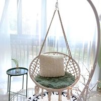 Fauteuil suspendu d'extérieur en corde de coton tressée avec pompons, style panier, pour la détente, vente en gros transfrontalière, direct usine, mobilier d'extérieur