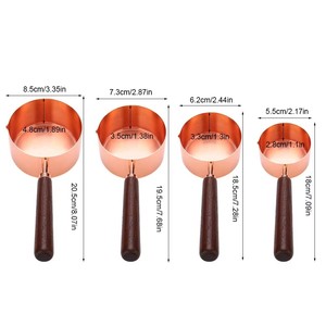 Juego <span class=keywords><strong>de</strong></span> 4 Tazas Medidoras <span class=keywords><strong>de</strong></span> Acero Inoxidable con Baño <span class=keywords><strong>de</strong></span> Oro Rosa y Cobre, con Mango <span class=keywords><strong>de</strong></span> Nogal, un Éxito <span class=keywords><strong>de</strong></span> Ventas para su Cocina. - Product Image 6