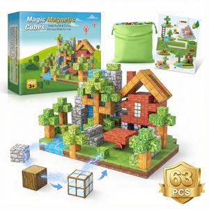 AiJH 63 pièces Blocs de construction STEM Jouets sensoriels <span class=keywords><strong>Montessori</strong></span> Construction créative Petits blocs de construction en cube DIY Jouets éducatifs - Product Image 1