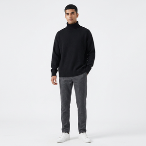 Pulls pour hommes pull à col roulé pull en tricot chemise à épaules tombantes chemise tricotée hiver sweats thermiques lourds - Product Image 1