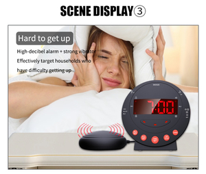 Horloge numérique de chevet accessible aux malvoyants, avec vibration sonore, alarme lumineuse, chargement USB, affichage 12 heures, facile à régler - Product Image 4