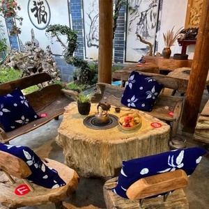 Live Edge decorazione dell'hotel curvo a mano tavolo in <span class=keywords><strong>legno</strong></span> massello <span class=keywords><strong>con</strong></span> radice naturale tavolino rotondo in <span class=keywords><strong>legno</strong></span> - Product Image 5