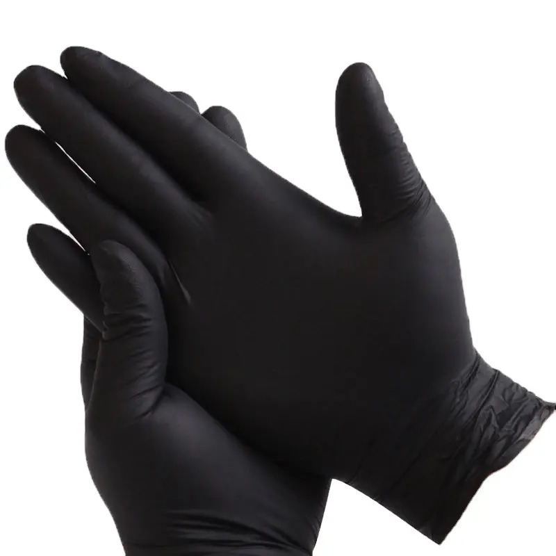 100pcs/bag Wholesale OME Cheap Black Nitrile Gloves Examination food grade powder free nitrile gloves
