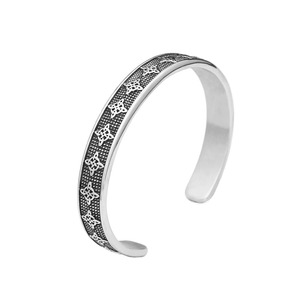 yunnique Celtic Knot Stainless Steel <b>Bangle</b> Men's C-Shaped Open <b>Bracelet</b> Retro Star Pattern Jewelry Gift - Product Image 5