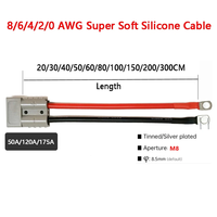 Connecteur d'alimentation à 2 broches haute intensité 50/120A 175A avec câble en silicone super souple 8/6/4/2/0 AWG, prise de charge pour batterie de chariot élévateur (1 pièce)