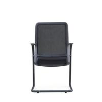 Chaise de conférence ergonomique moderne et confortable en maille, chaise d'accueil avec accoudoirs fixes et structure en métal courbé