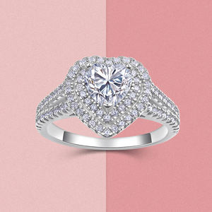 Anillo de moissanita en forma de corazón de lujo de 6,5mm Anillo de moissanita de plata esterlina S925 Anillo de compromiso de boda - Product Image 2
