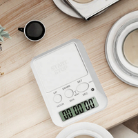 Minuterie de cuisine numérique multifonctionnelle avec grand logo, écran LCD, compte à rebours, anneau d'alarme et rétroéclairage.