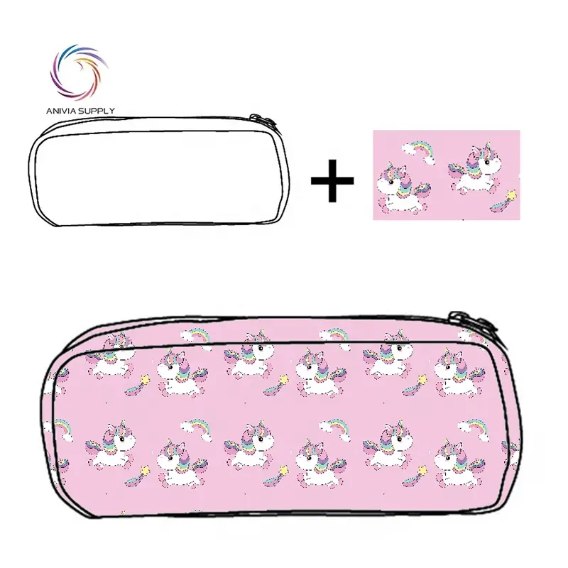 Unicorn pencil bags for girls case kawaii kids polyester nylon pencil pouch bag zipper pencil pouch with custom logo