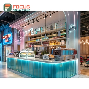 Freestanding Coffee Display Cabinet Illuminated Bean <b>Shelf</b> <b>Walnut</b> Base Cafe Cabinet - Product Image 3