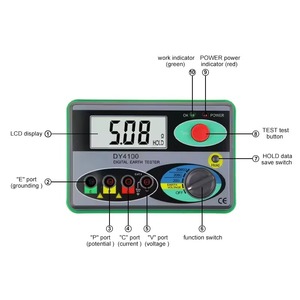 DY4100 DUOY1 Medidor Digital de Resistencia a Tierra 0-2000 Ohmios Multímetro Megohmetro Alta Tensión 500V OEM Plástico - Product Image 4