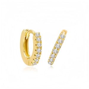 Huggie Earrings Gold Plated Micro Pave Zircon Small Hoop Everyday Wear Unisex Jewelry - Product Image 4