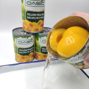Pêches jaunes en conserve, demi-pêches en sirop léger, marque OEM, délicieuses et populaires, 820g - Product Image 1