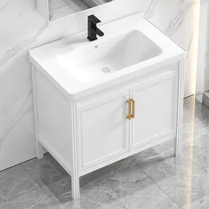 Cheaper Price Modern Vanity Wooden Panel Bathroom Cabinet With Mirror Toilet Vanity Storage Sink Bathroom Cabinet