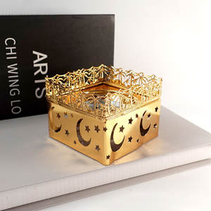 Nuovo Ramadan metallo quadrato arabico carbonella bruciatore di incenso adatto per il Festival Bakhoor Gold coperchio Muslim luna moschea bruciatore di incenso - Product Image 6