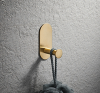 Ensemble d'accessoires de salle de bain adhésifs en or brossé de luxe, étagères, porte-serviettes