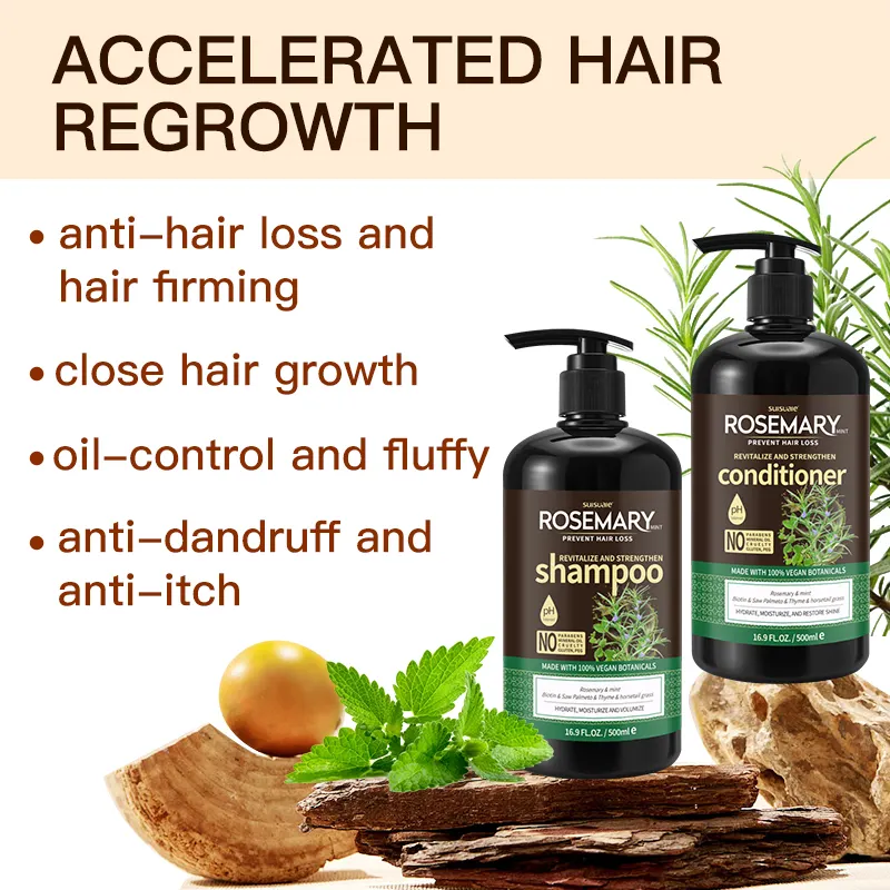OCCA fabrika Oem doğal organik özel Vegan saç dökülmesi biberiye nane çay ağacı yağı saç büyüme şampuan ve saç kremi Set