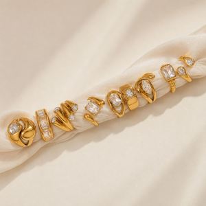 18K PVD Gold <b>Plate</b> Stainless Steel <b>Rings</b> Trendy Waterproof Delicate Zircon Adjustable <b>Ring</b> - Product Image 4