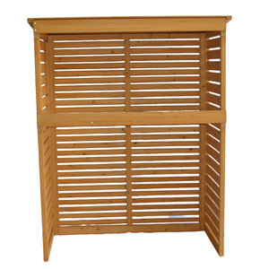 Écran <span class=keywords><strong>de</strong></span> protection pour climatiseur à lattes, installation facile, cache-climatiseur extérieur en bois - Product Image 1