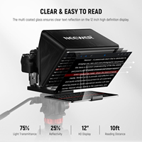 NEEWER Basics X12B Téléprompteur en alliage d'aluminium réglable en hauteur 12 pouces pour iPad, tablette, téléphone, appareil photo reflex numérique, sans assemblage, télécommande et application
